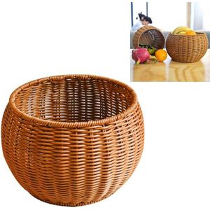 Ronde Snack Mand Rattan Geweven Home Fruit en Groente Opslag Mand Keuken Afvoermand  Grootte:25 x 18 cm (Bruin)