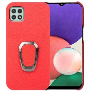 Voor Samsung Galaxy A22 5G/F42 5G Ring Houder Litchi Textuur Lederen Telefoon Case (Rood)