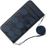 Crossbody Football Texture Magnetic PU Phone Case For iPhone 12(Dark Blue)