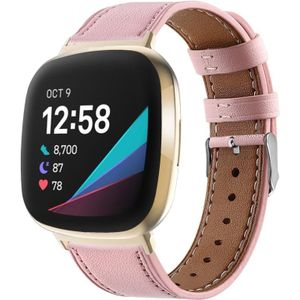 Voor Fitbit Versa 4/Sense 2 Ronde Staart Lederen Horlogeband (Roze)