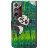 Voor Samsung Galaxy Note 20 Ultra 3D-schilderpatroon Horizontaal Flip TPU + PU lederen hoesje met houder & kaartslots & portemonnee (Panda Klimmend Bamboe)