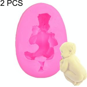 2 stks Baby Styling Fondant Cake Chocolate Silicone Mold (Pink)