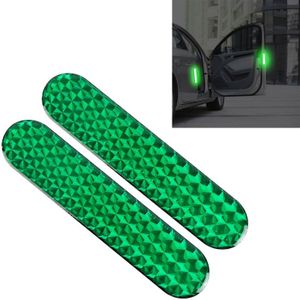 2 PCS High-brightness Laser Reflective Strip Warning Tape Decal Car Reflective Stickers Safety Mark(Groen)