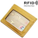 Koeienhuid leren Litchi textuur Open Type effen kleur kaart houder RFID blokkeren kaart Bag beschermende Case(Yellow)