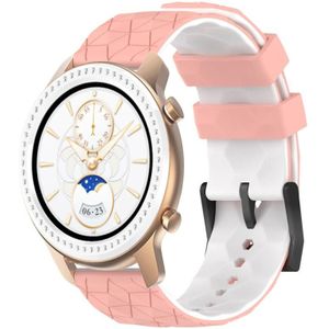 Voor Amazfit GTR 42MM 20mm voetbal textuur tweekleurige siliconen horlogeband (roze + wit)