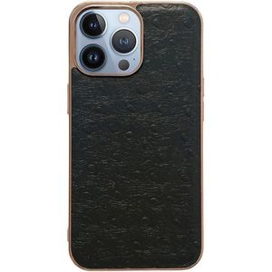 Genuine Leather Ostrich Texture Nano Case For iPhone 13 Pro Max(Black)