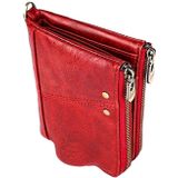 3533 lang gek paard textuur koeienhuid lederen opvouwbare anti-magnetische RFID portemonnee Clutch tas voor mannen  met kaartsleuven (rood)