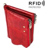 3533 lang gek paard textuur koeienhuid lederen opvouwbare anti-magnetische RFID portemonnee Clutch tas voor mannen  met kaartsleuven (rood)