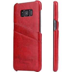 Fierre Shann retro olie Wax textuur PU lederen draagtas voor Galaxy S8  met kaartsleuven (rood)