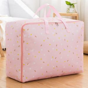 Oxford Doek Quilt Vochtbestendig en Waterdichte opbergtas Zipper Draagbare Moving Bagage Bag  Specificatie: 60x50x25cm (Roze Bodembloem)