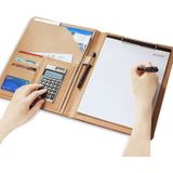 Map met 30-pagina's A4 Opmerking Pad & Calculator(Brown) Office Supplies Business stijl leder Document