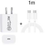 1M AU-20W PD USB-C / TYPE-C reislader met Type-C naar TYPE-C-gegevenskabel  AU-stekker