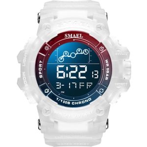 SMAEL 8082 Outdoor waterdichte sport multifunctionele lichtgevende timing elektronische horloge (wit kleurrijk rood blauw)