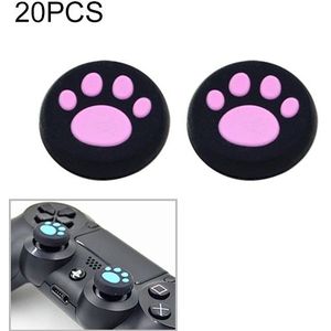 20 stuks Cute Cat Paw siliconen beschermhoes voor PS4 / PS3 / PS2 / XBOX360 / XBOXONE / WIIU Gamepad Joystick (roze)