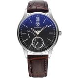 YAZOLE mannen business quartz horloge (314 zwarte lade bruine riem)