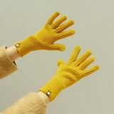227-A0124 Wollen Gebreide Gestreepte Warme Touchscreen Handschoenen Winter Warme Fietshandschoenen (Geel)