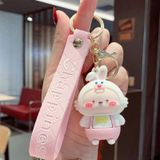 5 stks MX-80100 Cartoon Cute Rabbit Simple Schooltas Pendant Car Key Ring (Pink)