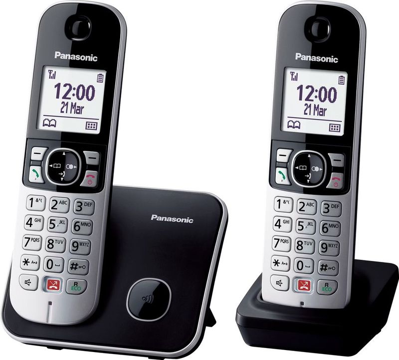 Panasonic KX-TG6852NLB duo dect huistelefoon - 2 handsets - zonder antwoord apparaat - grijs/zwart