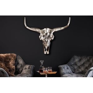 Design schedel MATADOR 70cm zilver aluminium wanddecoratie - 19009