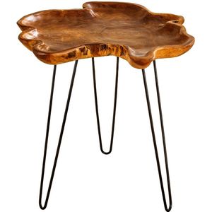 Side table WILD 65cm teak hout naturel bruin w/ harpin poten zwart - 44708