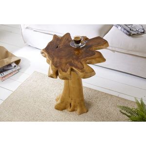 Massieve bijzettafel ROOT 60cm teak met jaarringen - 38238