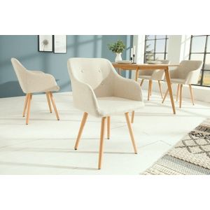 Retro design stoel SCANDINAVIA MEESTERSTUK beige met armleuning - 36824