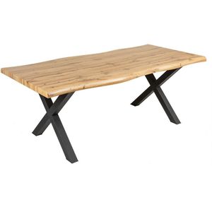 Eettafel WILD 160cm tafelblad 50mm X-poten wild eiken-look naturel - 45082