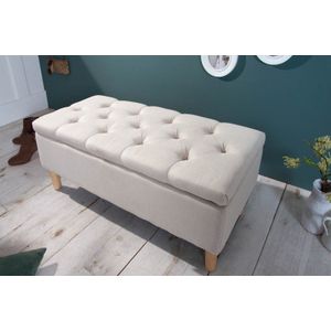 Chesterfield borstbank CASTLE 100cm beige bank landelijke stijl met opbergruimte - 40408