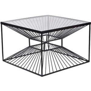 Abstracte salontafel ILLUSION 60cm zwart metaal glas handgemaakt modern design - 43502