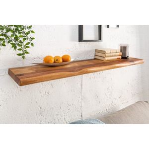 Stevige wandplank MAMMUT 80cm Sheesham plank met boomrand - 40957