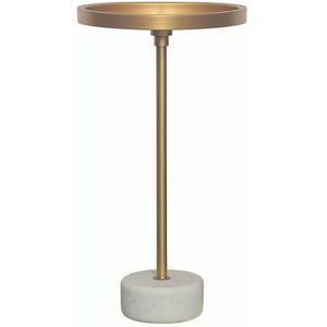 Side table TRAYFUL 60cm wit marble base gouden frame and top - 44849