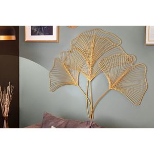 Elegante wanddecoratie GINKGO 90cm goud in filigrane bladvorm - 41274