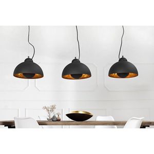 Elegante hanglamp STUDIO 3 110cm zwart bladgoud look drie tinten - 36228