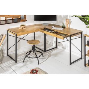 Industrieel hoekbureau STUDIO 130cm eikenlook met lades - 40625