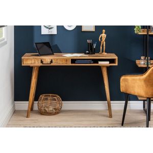 Massief bureau RETRO 120 cm mangohouten kantoortafel met lade - 39959