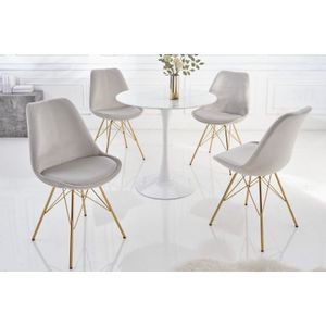 Design stoel SCANDINAVIA MEESTERSTUK champagne fluweel gouden poten - 42185