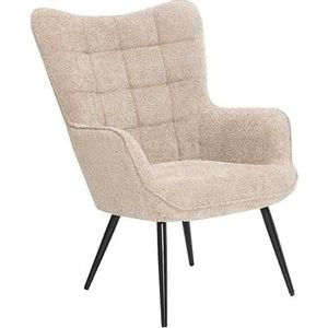 Moderne fauteuil SCANDINAVIA champagne grijs Boucle met armleuningen - 44022