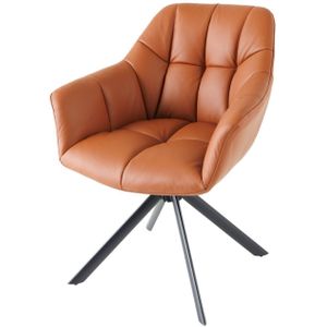 Draaistoel PAPILLON draaibaar 180 graden met armleuningen leather cognac zwart - 44596