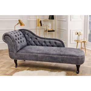 Design reclamaire CHESTERFIELD 170cm grijs gestructureerde fluwelen knoopstiksel met klinknagels - 41253