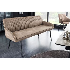 Design bank TURIN 160cm taupe zwart metalen poten met armleuning - 43693