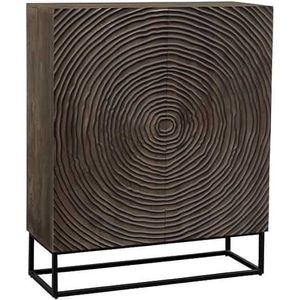 Massief houten dressoir ZEN CIRCLES 120cm donkerbruin mangohout 3D design - 44579