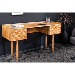 Massief houten bureau ALPINE 135 cm natuurlijke acaciahoningafwerking met opberglades - 43738