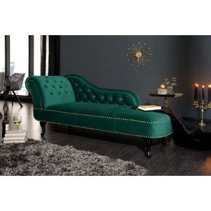 Design - Chesterfield - Chaise Longue - Smaragdgroen - Fluweel