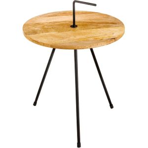 Side table SIMPLY CLEVER 60cm naturel mango hout carrying zwart handle - 44349