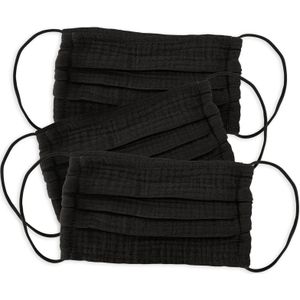 Kitsch Cotton Face Mask 3 Piece Set (Various Colours) - Black