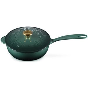 Le Creuset Sauspan Holly met Goudkleurig Knop 21cm 2l Artichaut Gietijzer