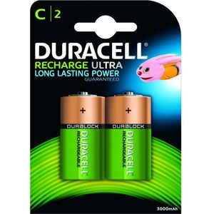 Duracell Rechargeable C 3000mAh batterijen, verpakking van 2