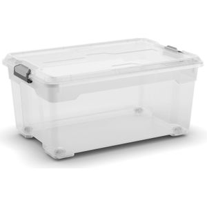 Kis Moover Box L - Opbergbox - Met Wielen & Deksel - 45L - 58x38x27cm - Transparant