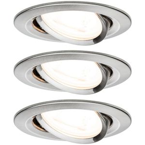 Paulmann - Paulmann Nova LED-Inbouwspots - GU10 - 3x6,5W - IP23 - Geborsteld staal