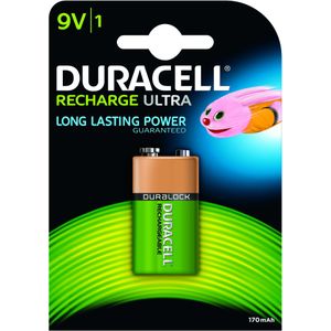 Duracell Rechargeable 9V 170mAh batterijen, verpakking van 1